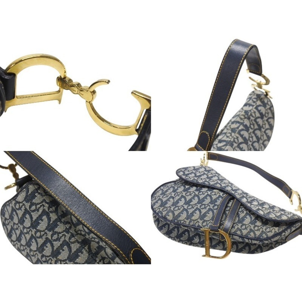 Dior Trotter Bag One Shoulder Saddle Hobo Christian Navy Galliano Blue - Picture 7 of 10